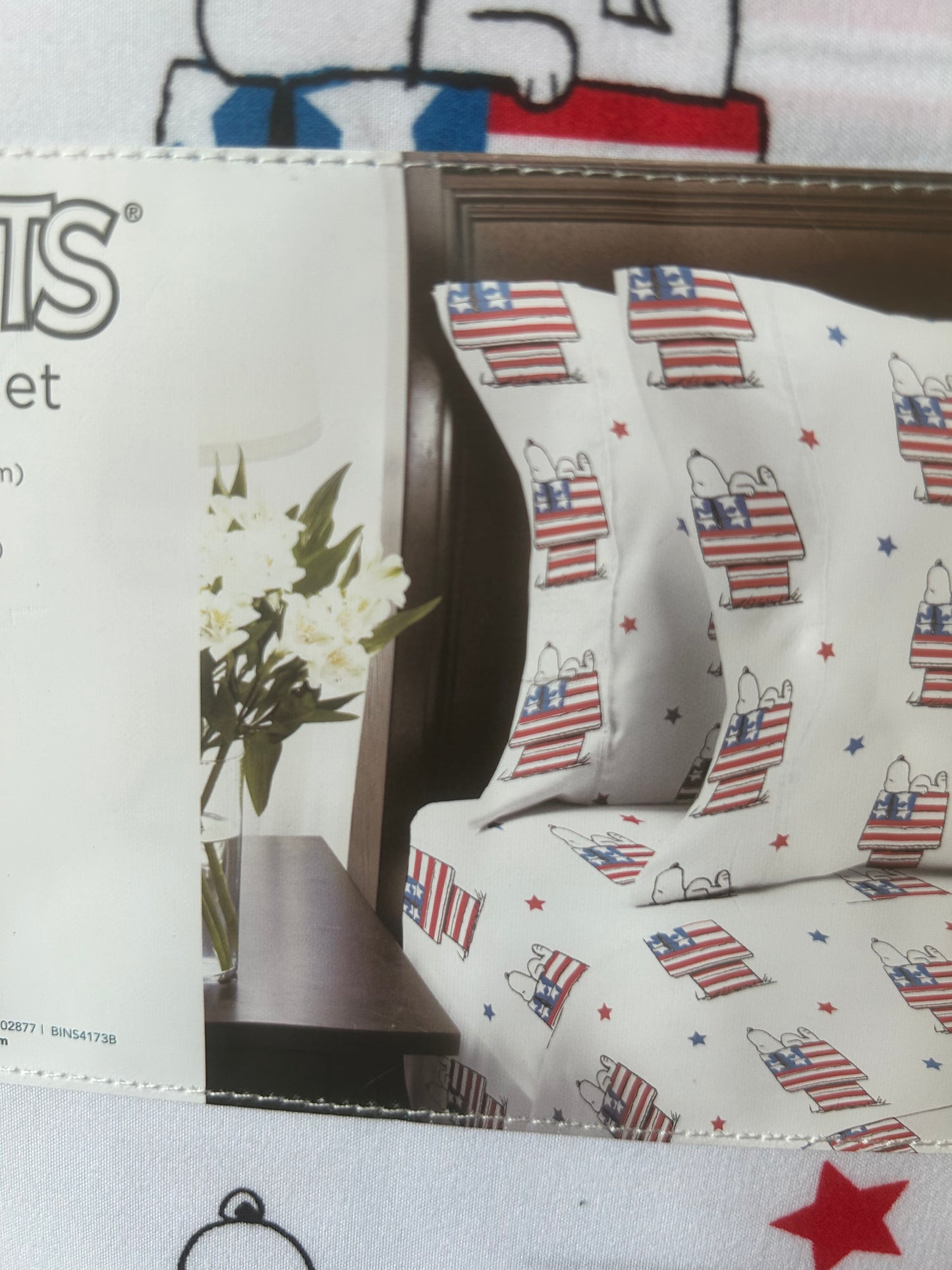 New Peanuts Snoopy Sheet Set Americana Red White Blue July 4th