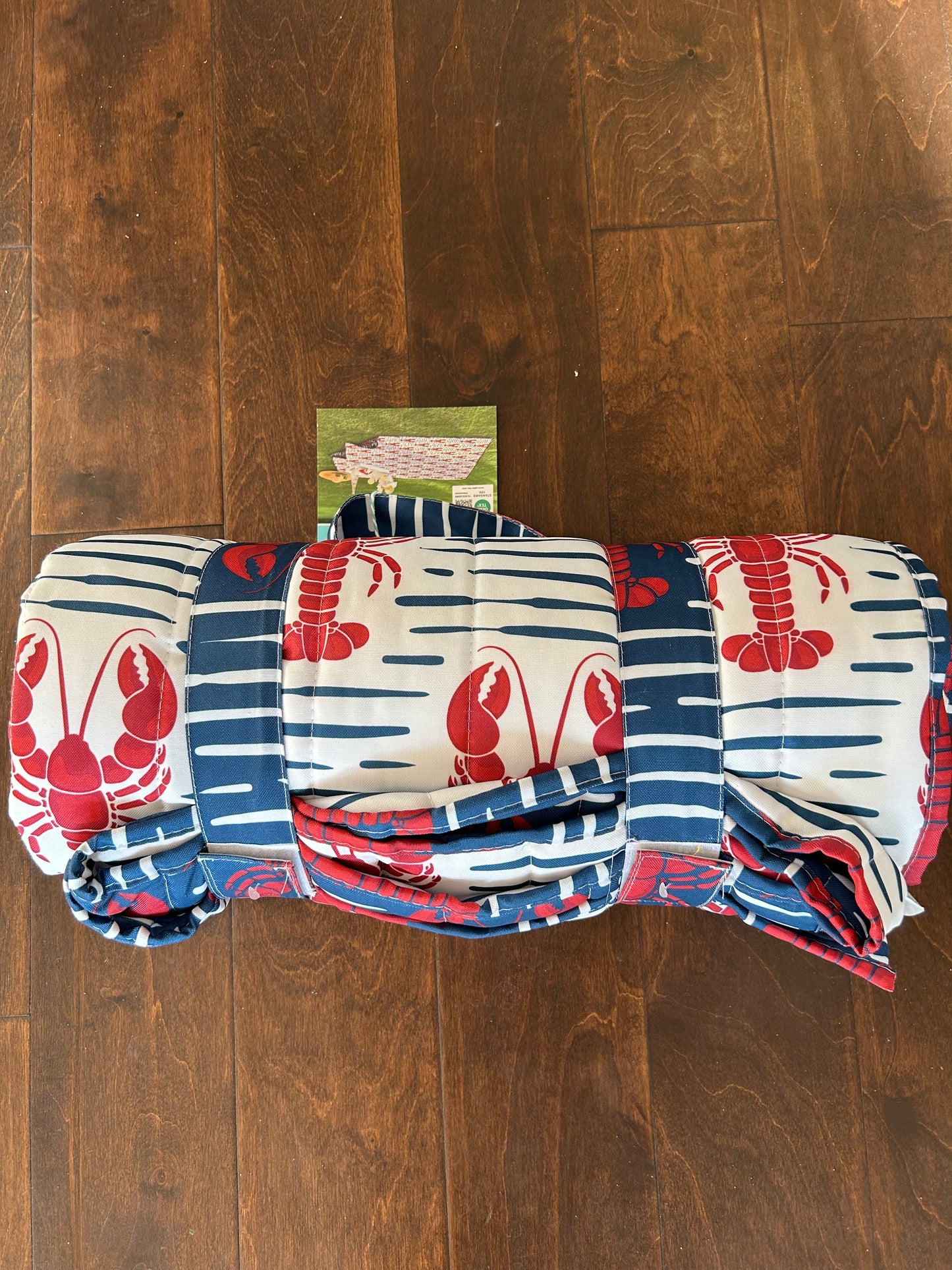 Martha Stewart Coastal Picnic Blanket Reversible Outdoor Blue Red Lobster 60x70"