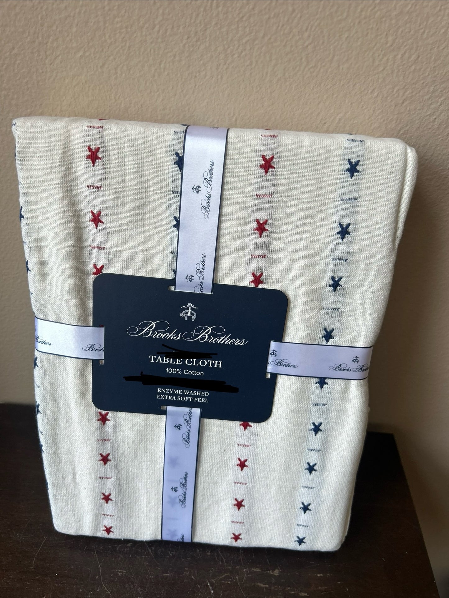 Brooks Brothers Americana Tablecloth July 4th Stars Red Blue New