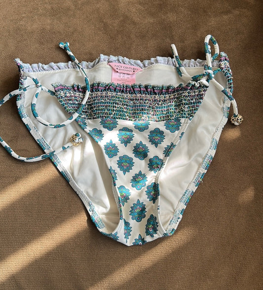 Juicy Couture Womens Smocked swim bikini bottoms ST2825 Sz S