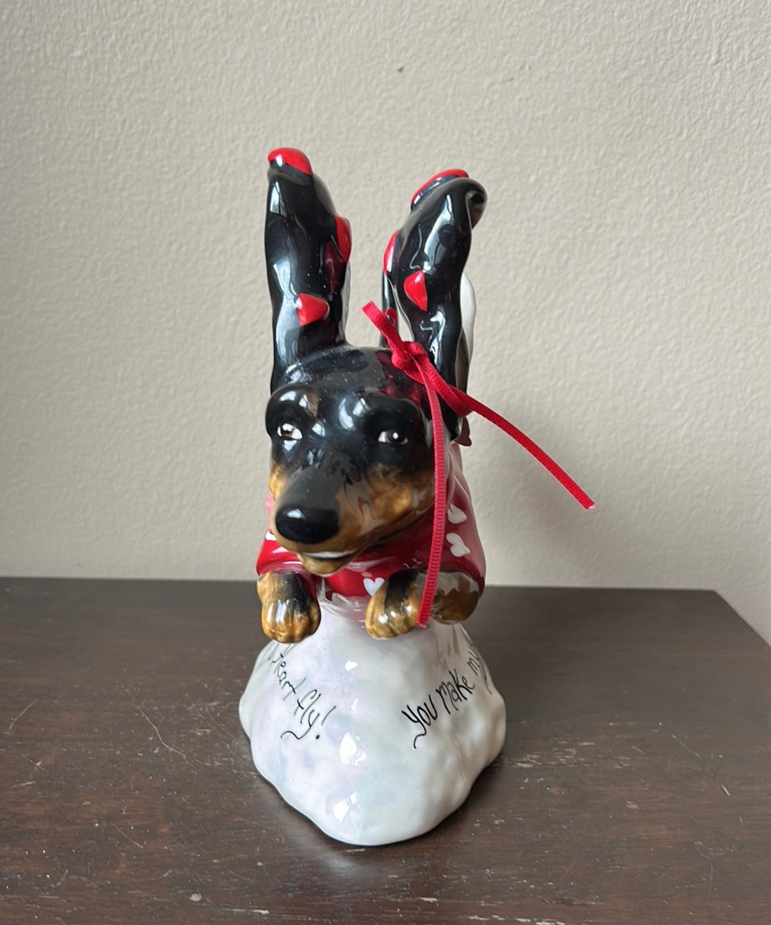 Blue Sky Clayworks Valentine’s  Dachshund YOU MAKE MY HEART FLY 10” Figurine NEW