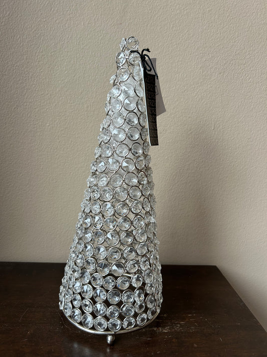 Rachel Zoe Faux Crystal Silver Christmas Tree Holiday Decor Glam 14" New