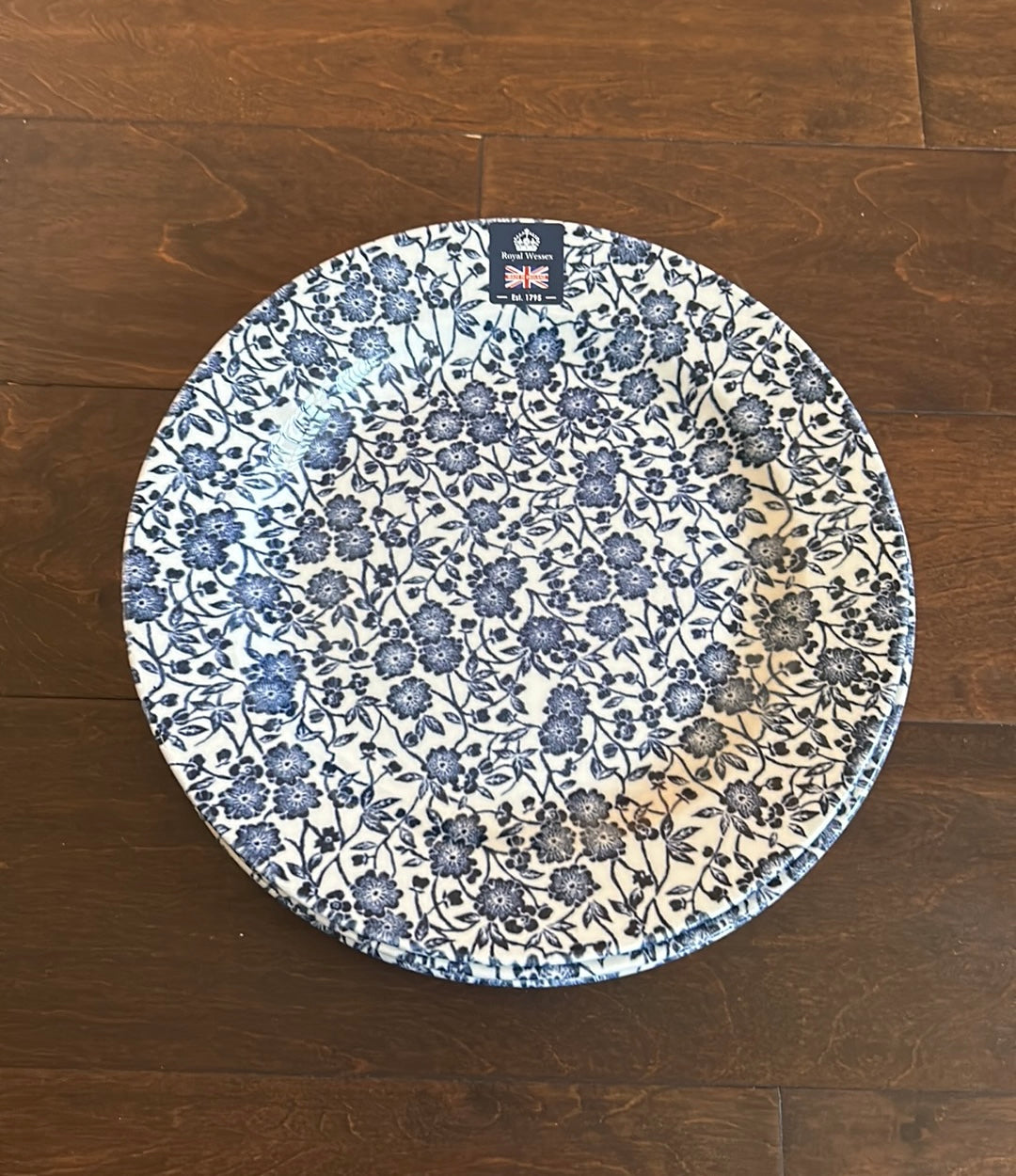 Royal Wessex Queens 4 Made in England Victorian Calico Blue Dinner  Plates 10”