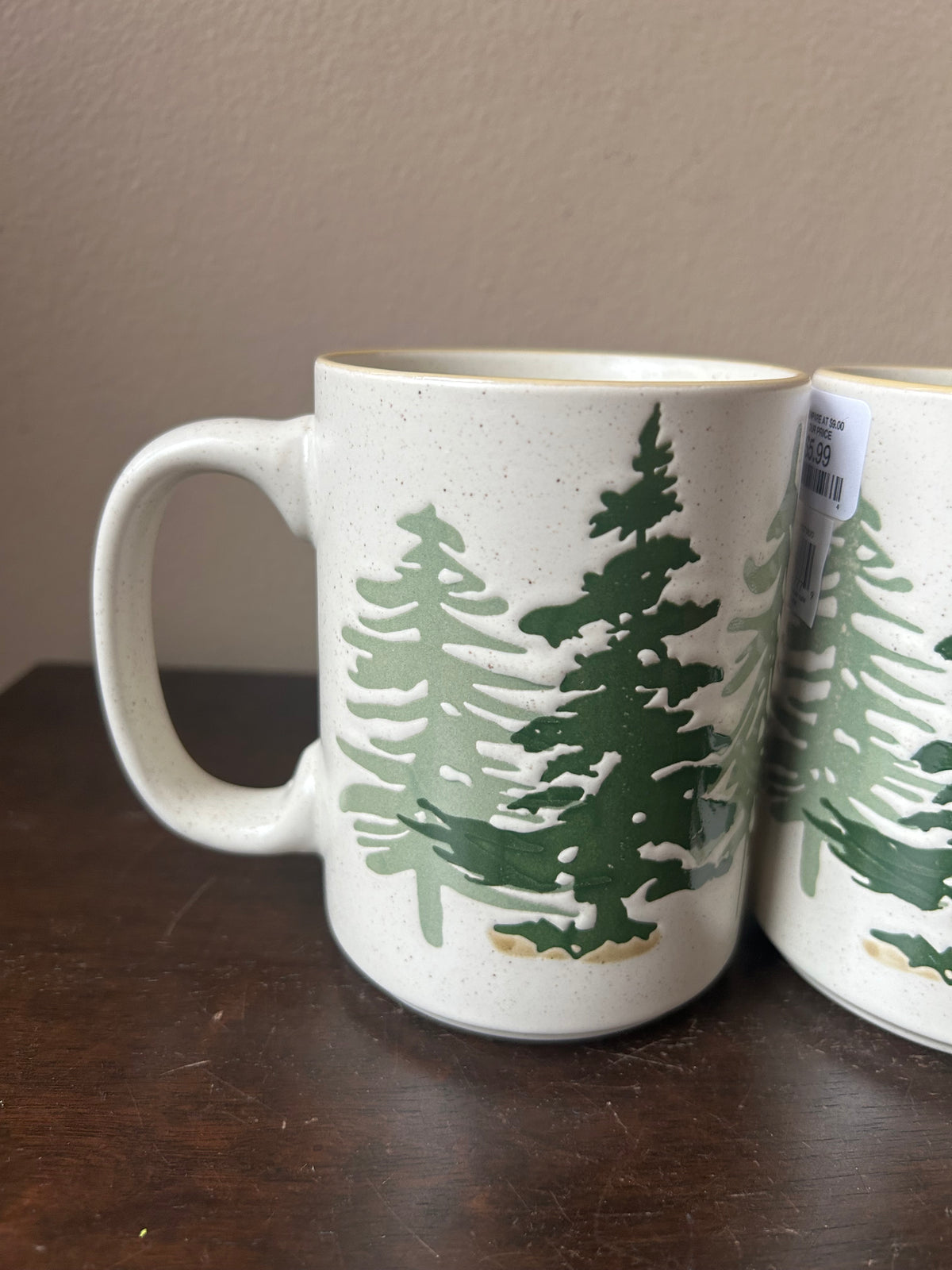 Eli Ana Evergreen Trees Christmas Set Of 4 Mugs  Ceramic New