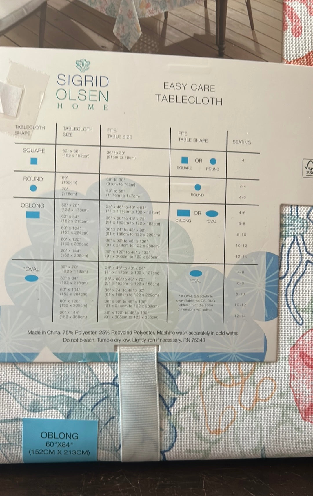 Sigrid Olsen Tropicam Print tablecloth 60”x 84” Ocean sea Life Coral Reef New
