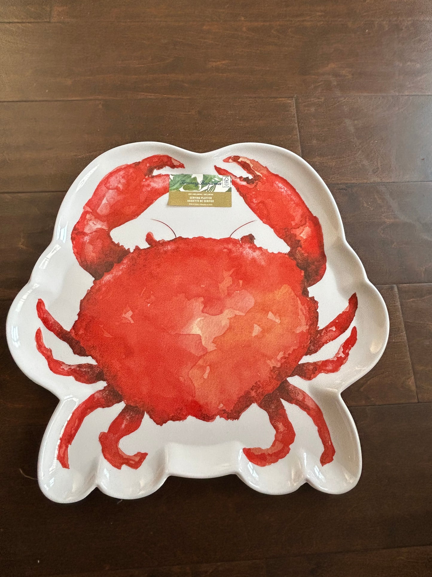 Tommy Bahama Large Salad Serving Platter  Melamine Crab Nautical New