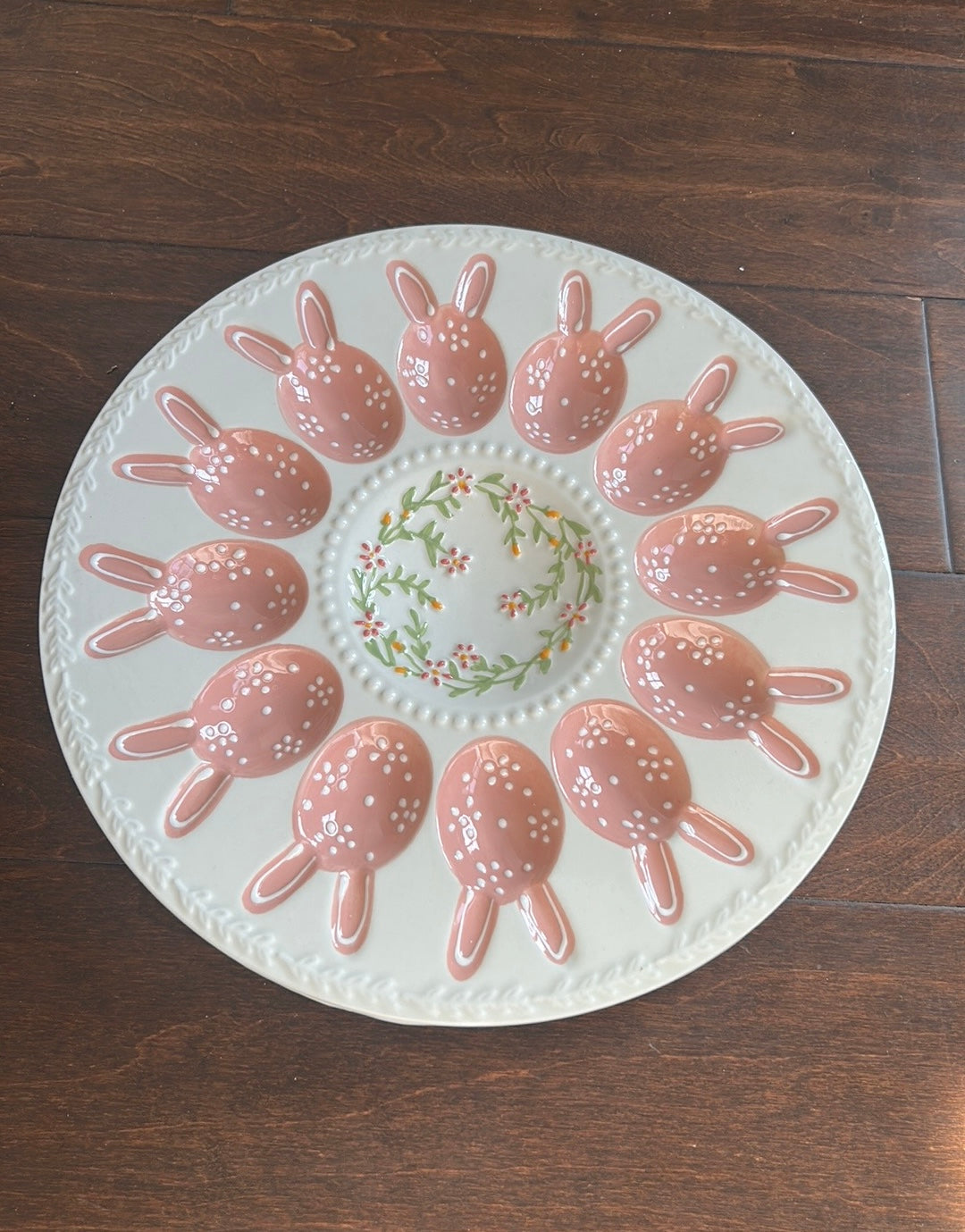 Potters Studio Easter Deviled Egg Serving Tray Platter Fits 12 Bunny New Pink