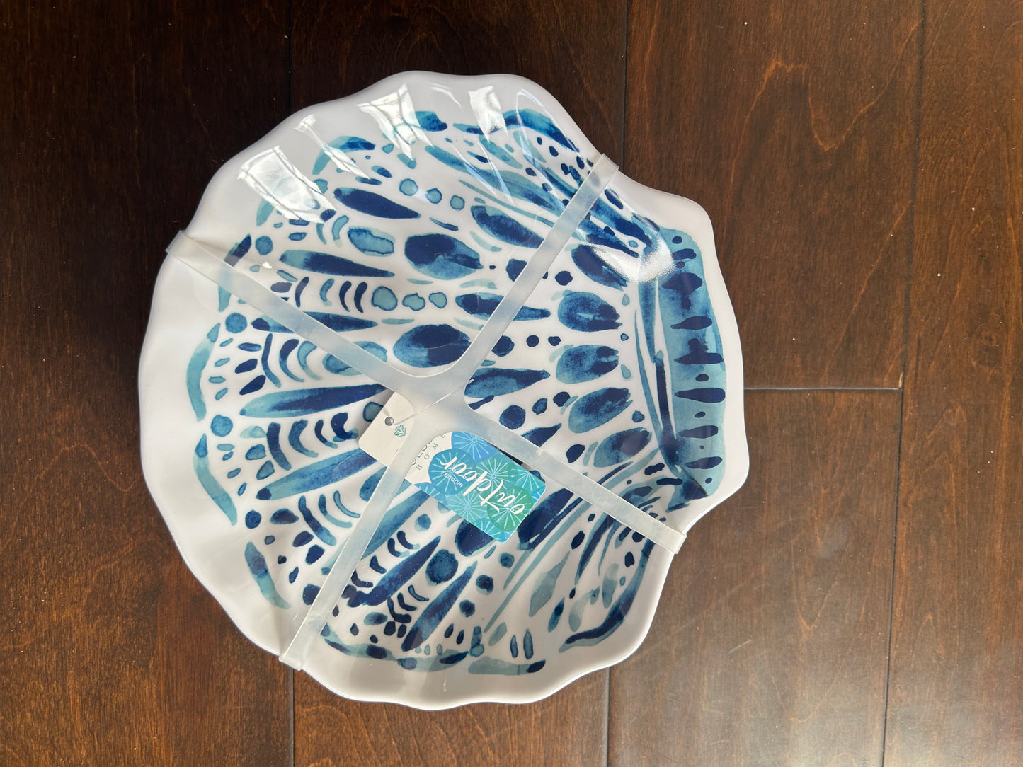 Sigrid Olsen Shell Shape Melamine Set Of 4 Appetizer Plates Nautical Blue White