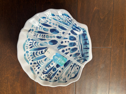 Sigrid Olsen Shell Shape Melamine Set Of 4 Appetizer Plates Nautical Blue White