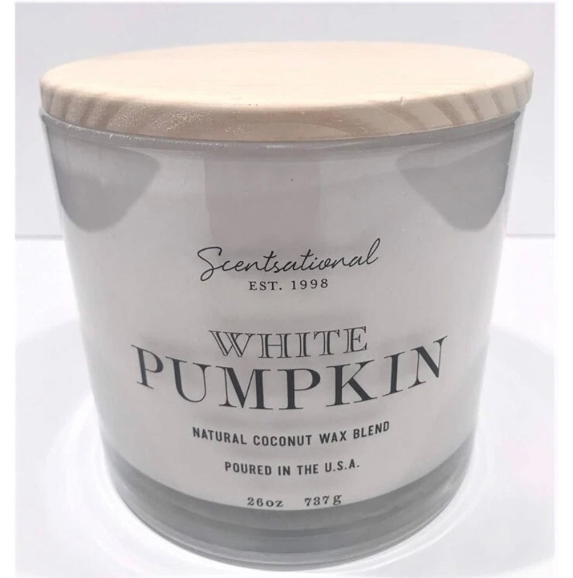 Scentsational White Pumpkin  Candle  Glass Jar 26oz 3 Wick Coconut Wax Blend