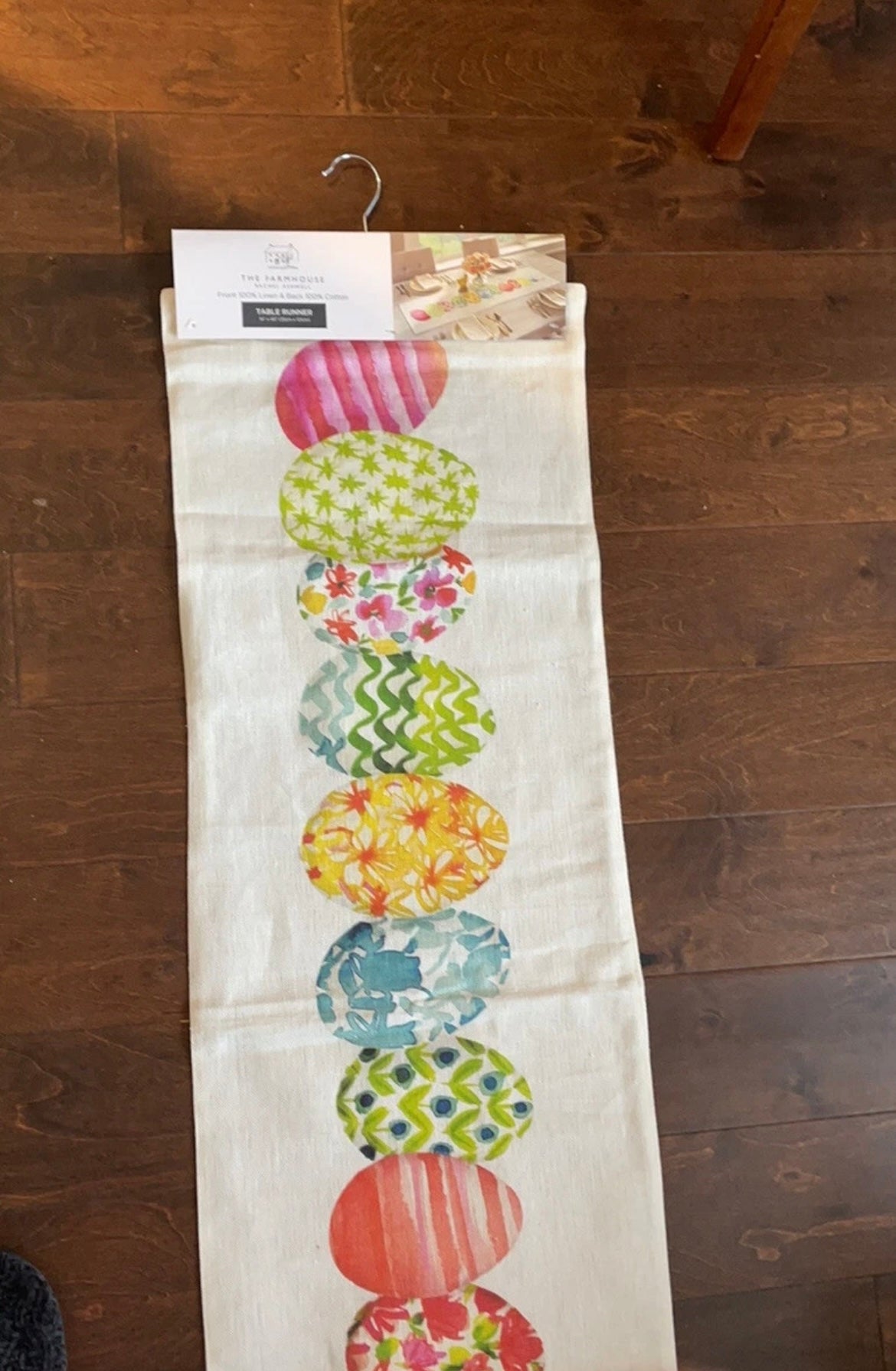 The Farmhouse by Rachel Ashwell Easter Eggs Table Runner Spring Linen 14”x48”