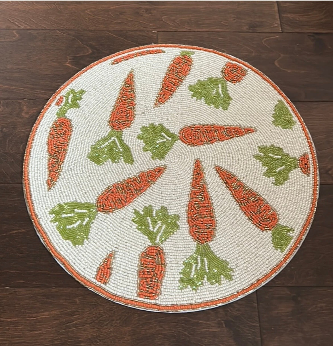 Rachel Zoe Easter Carrot Beaded Placemat Charger 15" New set of 2