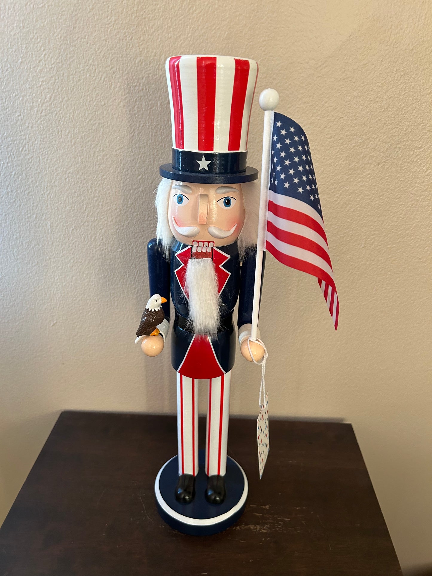 Stars & Stripes New Americana Wood Nutcracker With Eagle And Flag 17 3/4” Tall