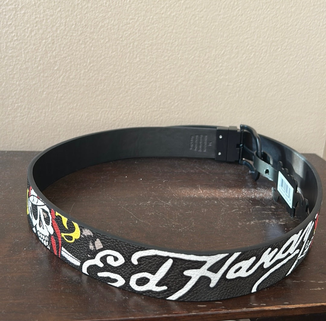 Ed Hardy Men's Finest Tattooing Reversible Belt New