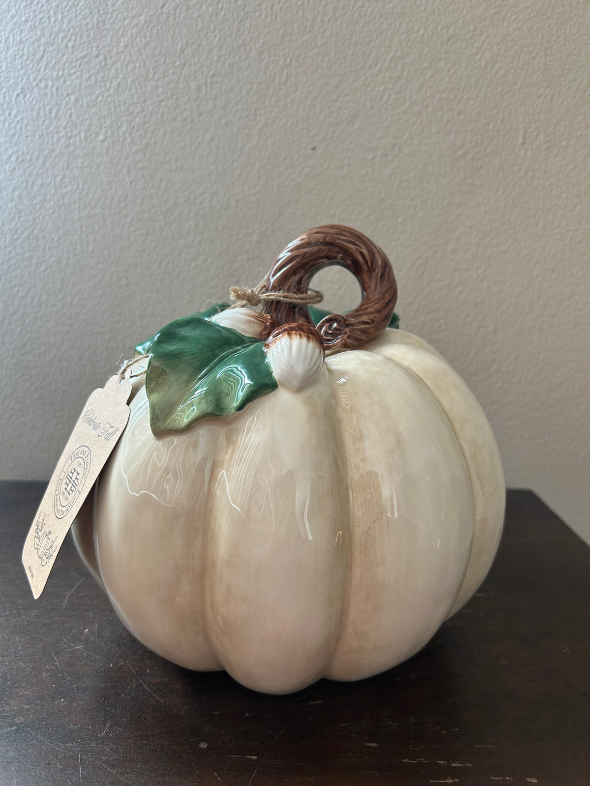 Fitz & Floyd Ceramic Pumpkin Beige  Acorn New Thanksgiving Decor