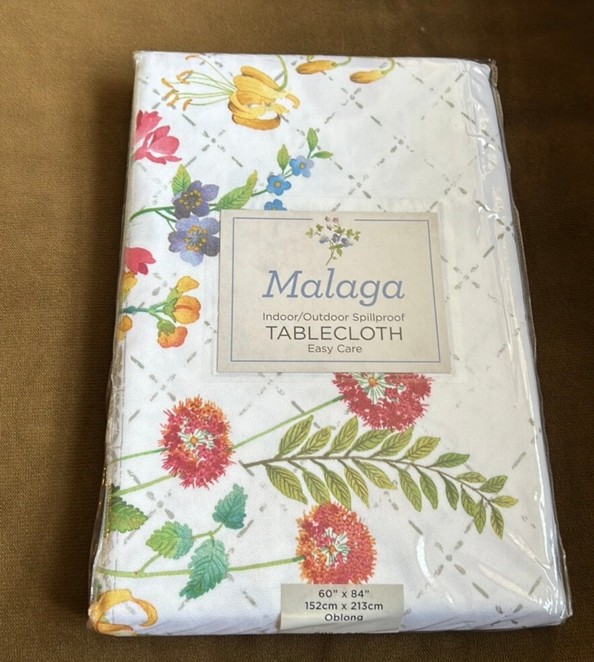 Benson Mills Floral Dahlia Print Spring Summer Dining Tablecloth 60”x84” New
