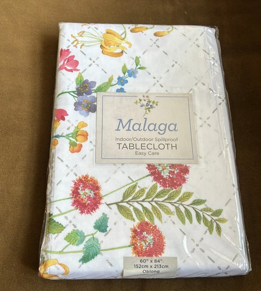 Benson Mills Floral Dahlia Print Spring Summer Dining Tablecloth 60”x84” New