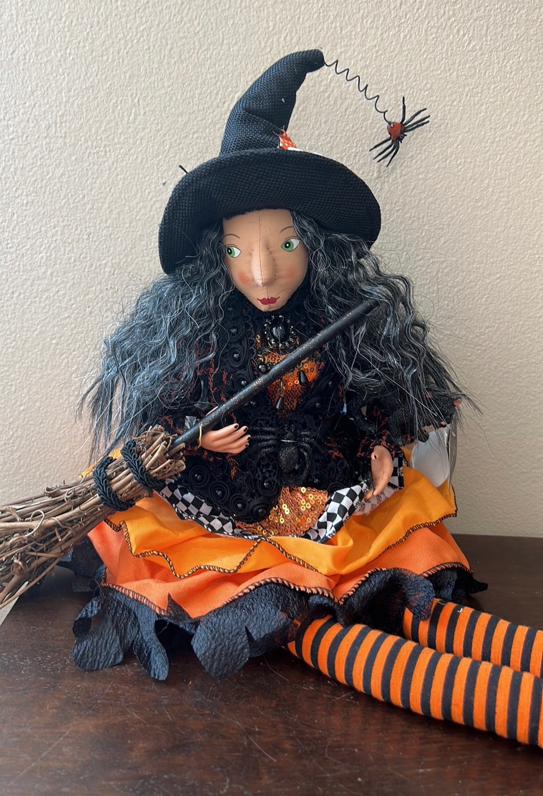 Nicole Miller Shelf Sitter Halloween Witch with Broom New