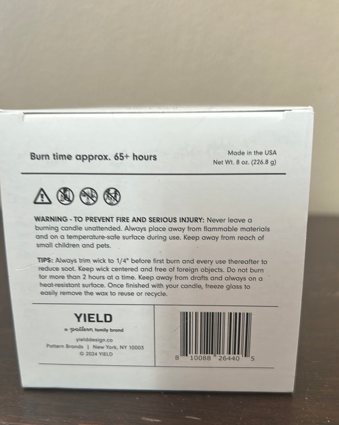 Yield Scented Candle “Castillo” 8 Oz New Soy Wax Made In USA