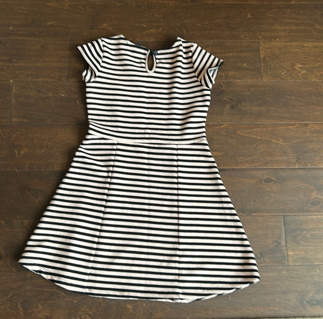 2 Forever 21 Young Girls Sz M Skater Style Dress Striped Pink Black ST1525