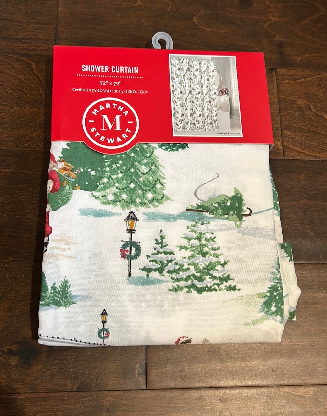 Martha Stewart Christmas African  American Santa Kids Fabric Shower Curtain New