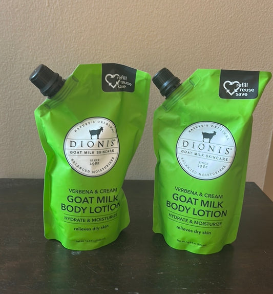 2 Dionis Lavender Blossom Goat Milk Body Lotion Refill Pouch New