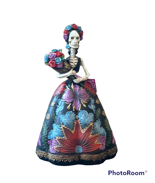 Dia Del Muertos Doll In Ball gown Halloween Black Day Of The Dead