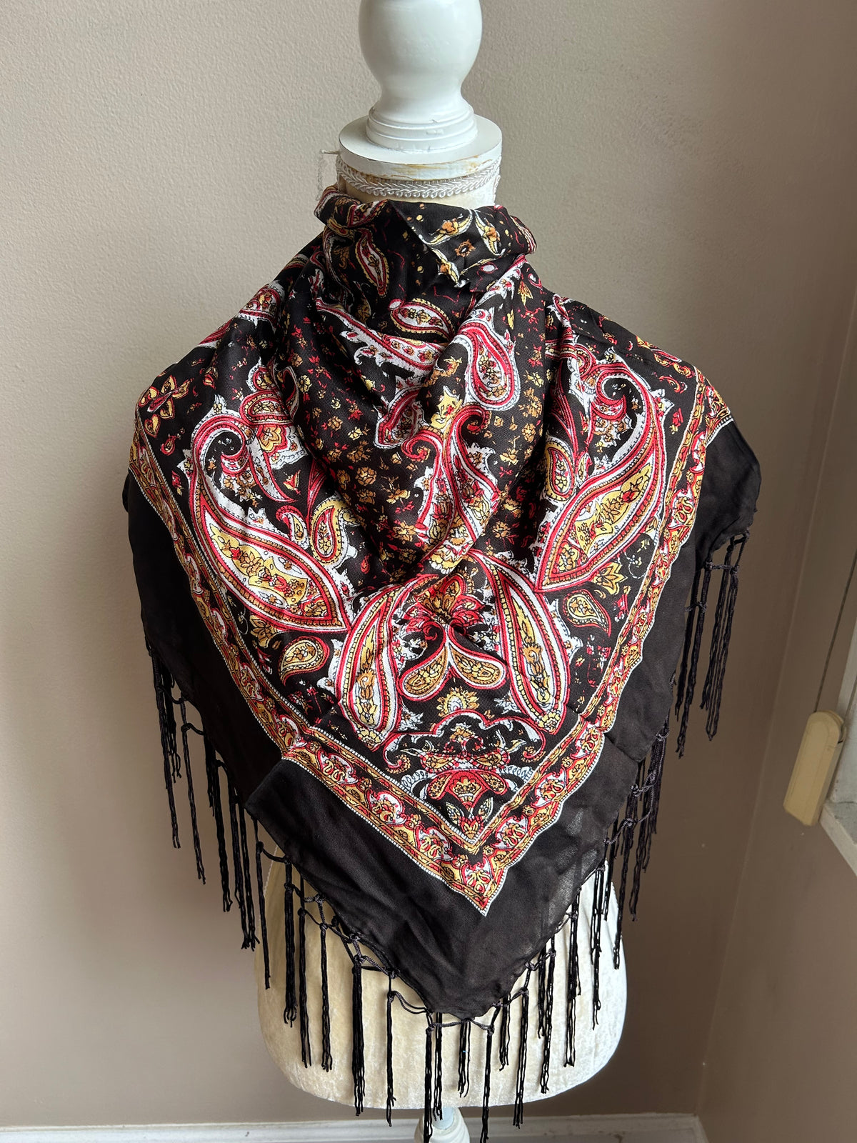 Womens Fringed Scarf Paisely Floral Print New 5002