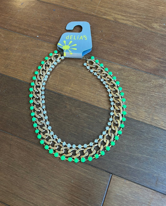 Delia’s Green Gold Statement Necklace New