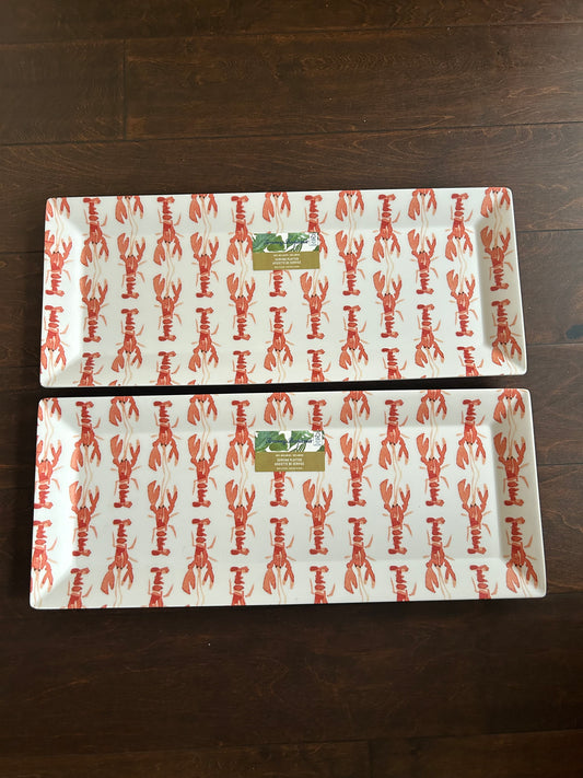 Set Of 2 Tommy Bahama Lobster Melamine Platter New 19”x7.5”