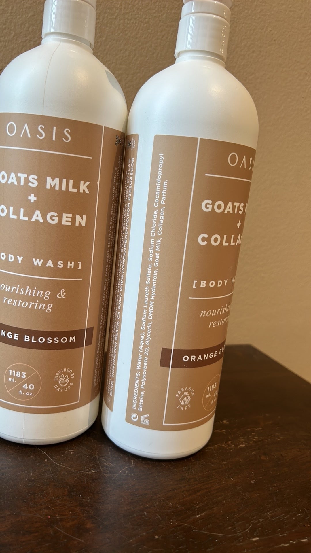 Set Of 2 Oasis Goats Milk Collagen Body Wash Orange Blossom JUMBO 40fl oz