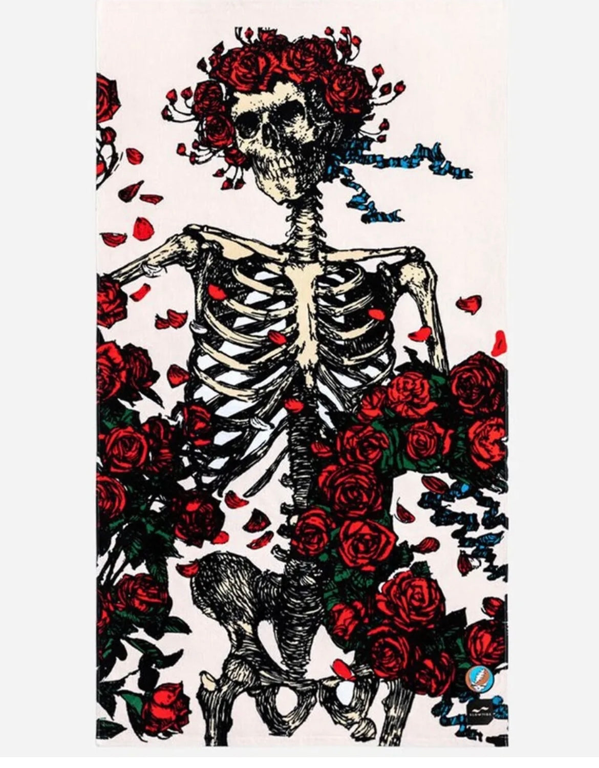 Slow Tide Grateful Dead Skull And Roses Beach Towel 34”x 62”