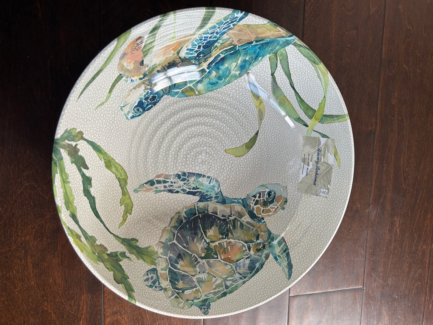 Tommy Bahama Turtle Serving Bowl New Tropical Nautical 12” Round Melamine