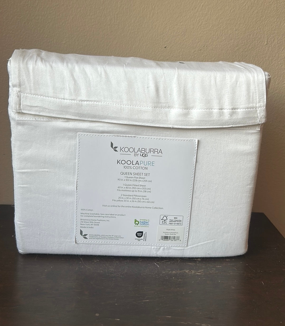 Koolaburra by UGG Koolapure Sheet Set  White Cotton Bedding New