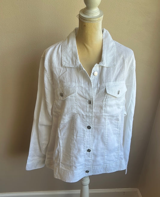 Jones New York Womens Plus Linen Jacket White New