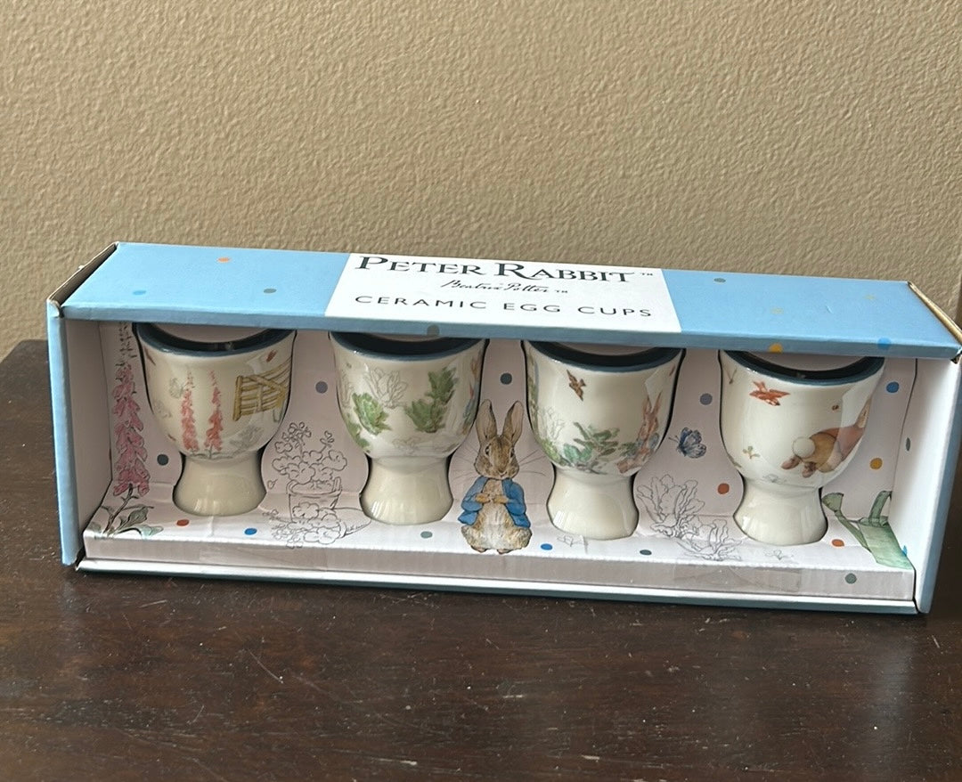 Beatrix Potter Peter Rabbit Boiled Egg Holder Mini Cup Spring Gift Set of 4 NEW
