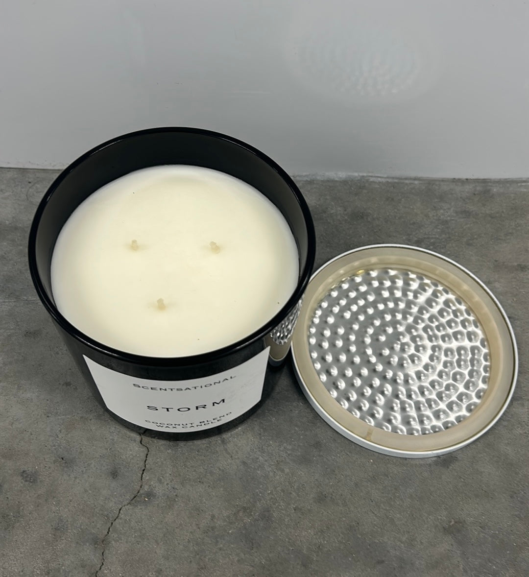 Scentsational Storm  Candle Large Glass Jar 26oz 3 Wicks Coconut Wax Blend