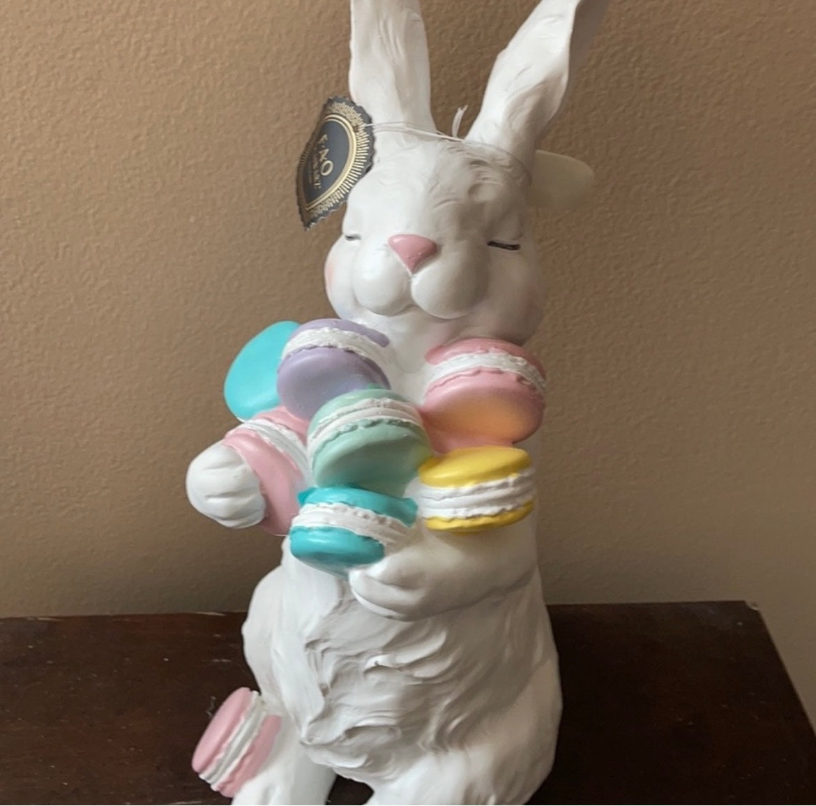 Bunny Boulevard Rabbit With Marshmallows Tabletop NWT White Easter Decor 16”