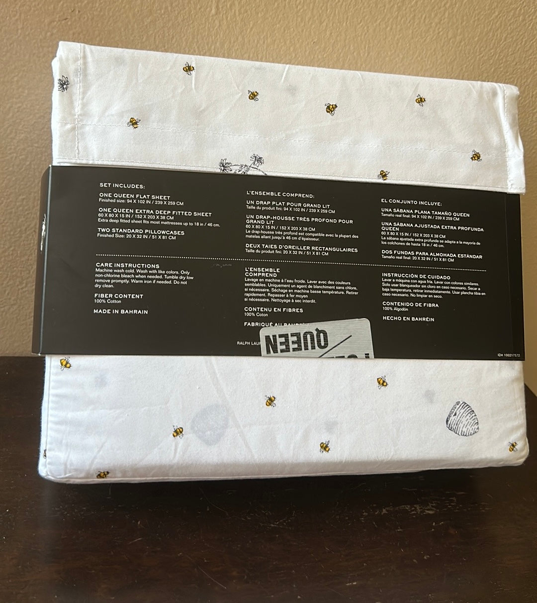 Ralph Lauren Queen Sheet Set Bumble Bee Hive Flowers Cotton  New 4 Pc