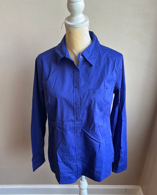 Urban Cotton Company Long Sleeve Cotton Blend Blue Shirt Sz M ST1925