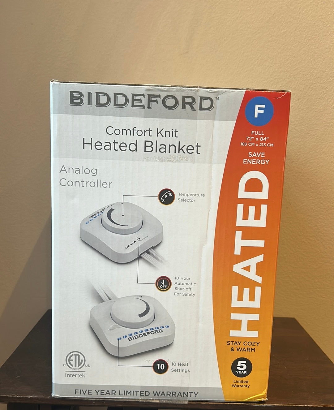 Biddeford Electric Blanket Comfort Knit Gray New Analog Control 72”x84” Full