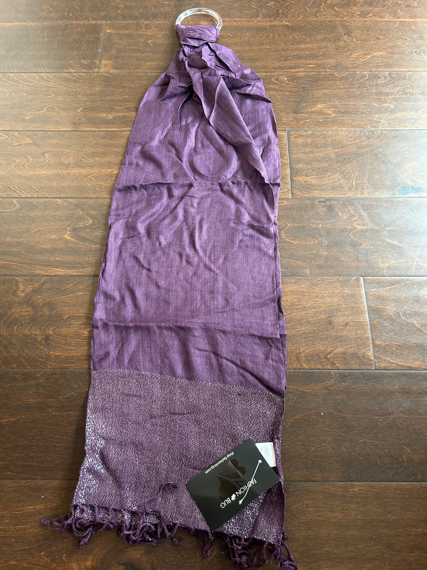 Fashion Bug Women’s Scarf Eggplant Color Shimmery Edges New Fringed 5000-3102