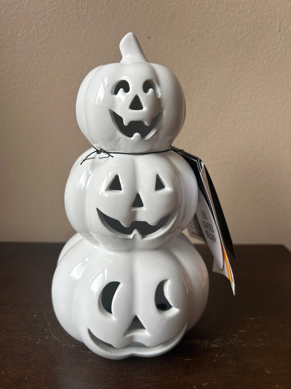 Martha Stewart Stacked Led Pumpkins New Orange Fall Decor Ceramic 9” Tall