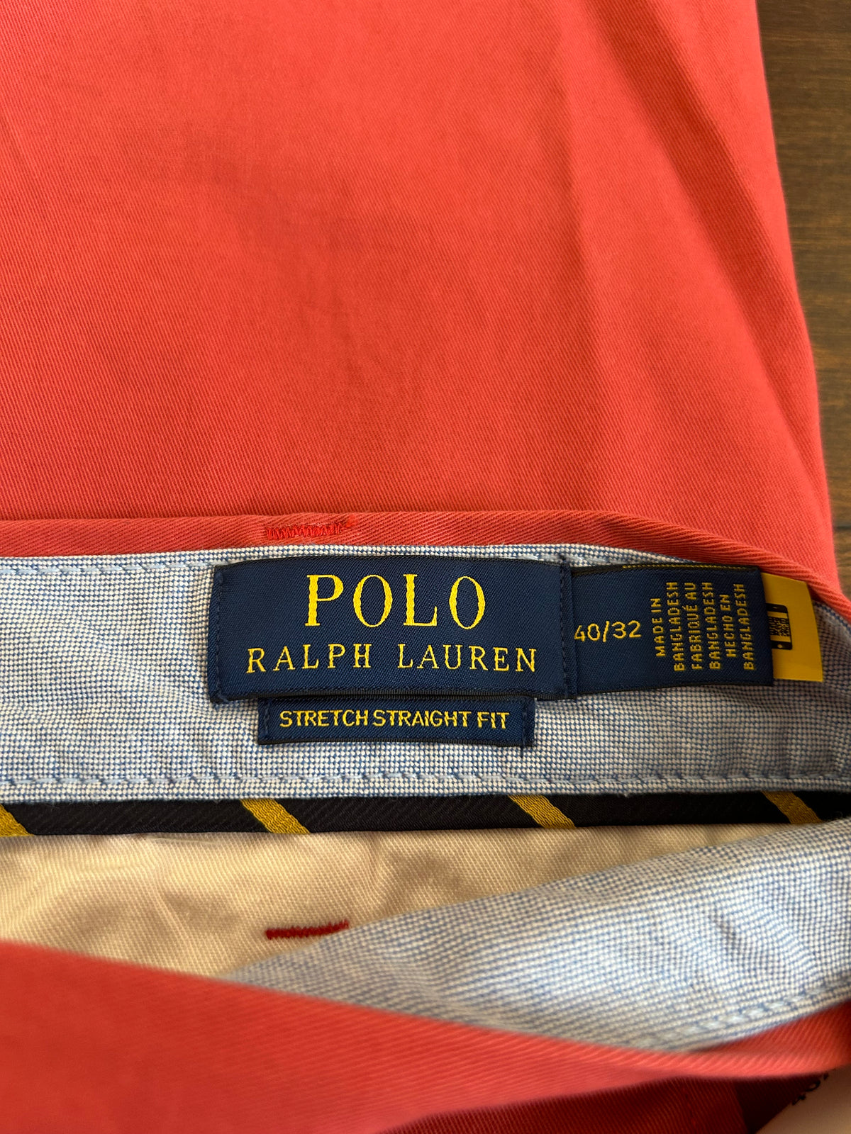 Polo Ralph Lauren Mens Stretch  Straight Fit  Orange Pants Chinos New Sz 40x32”