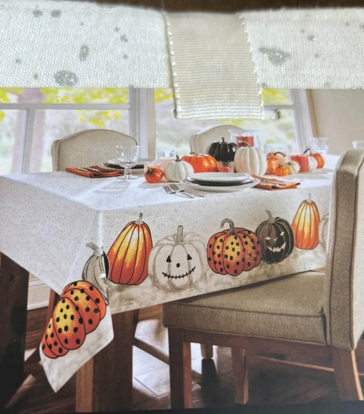 Max Studio  Tablecloth Halloween theme Pumpkin 60”x 84” Colorful Pumpkins