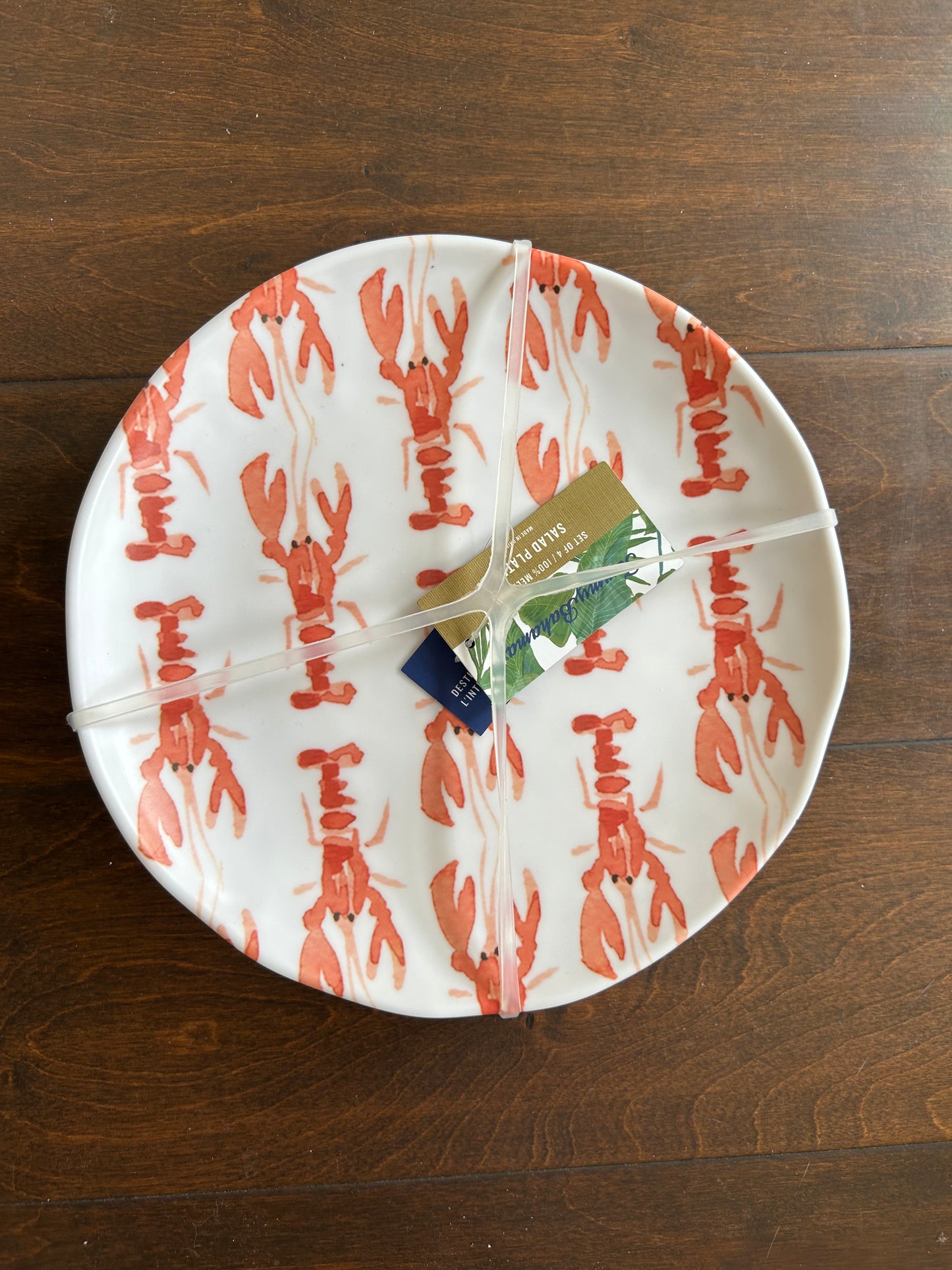 Tommy Bahama Set Of 4 Melamine Lobster Salad Plates 8 1/4” New