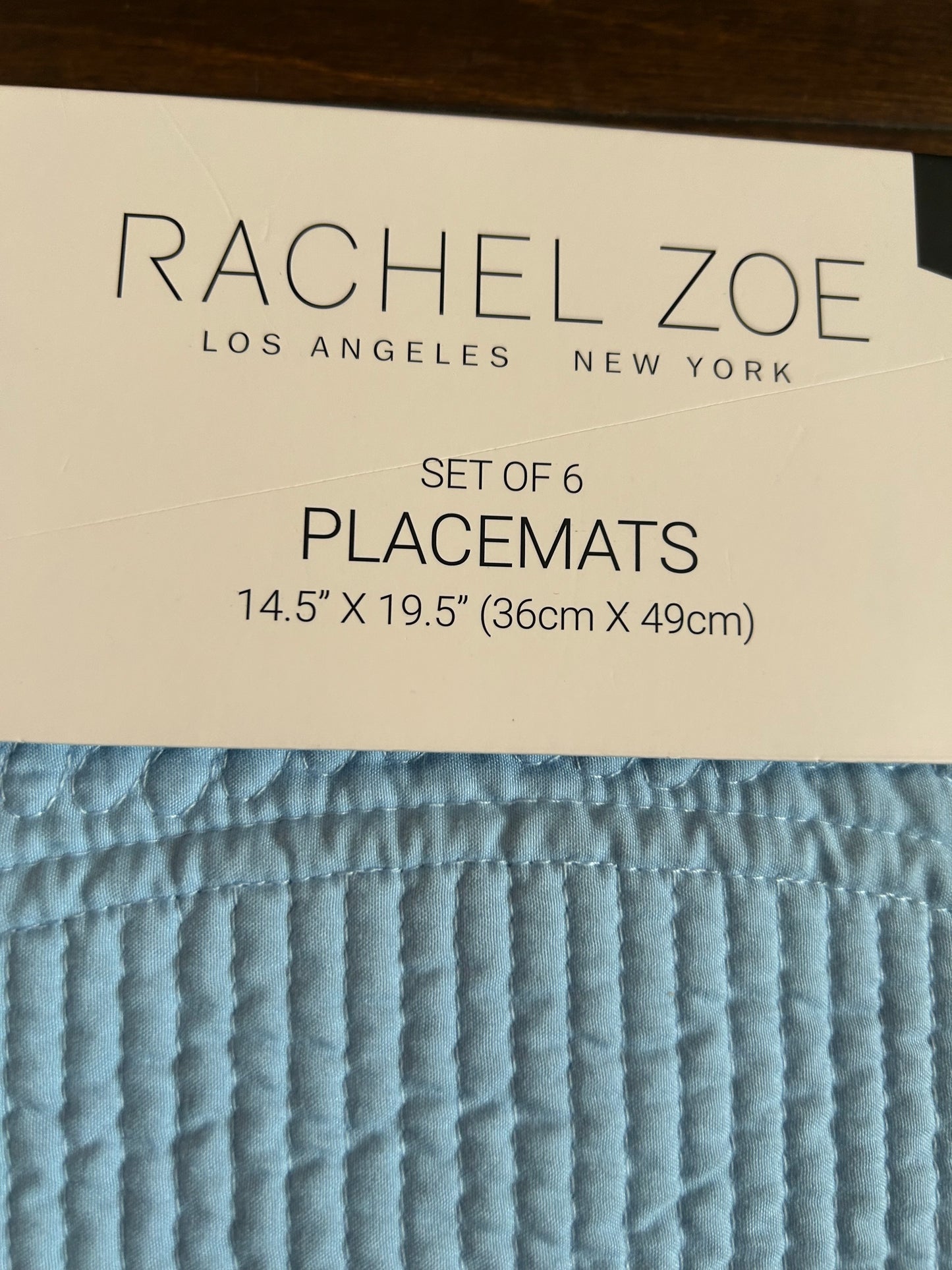 Rachel Zoe Set Of 6 Scalloped Edged  Quilted Placemats New Blue Oval Easter