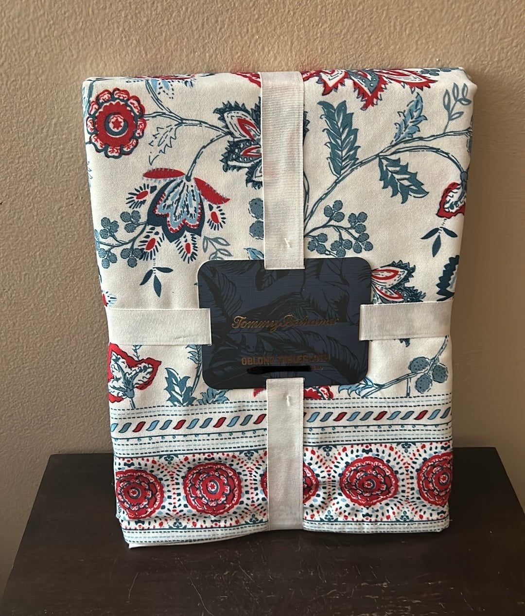 Tommy Bahama Americana Tablecloth Floral Red White Blue New Oblong
