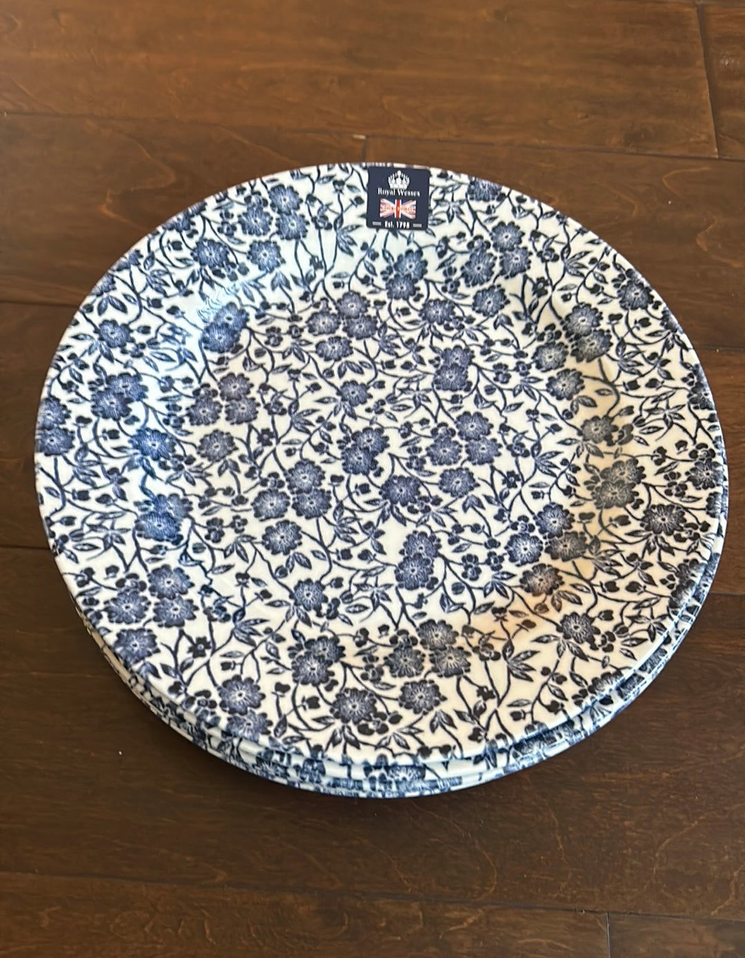 Royal Wessex Queens 4 Made in England Victorian Calico Blue Dinner  Plates 10”