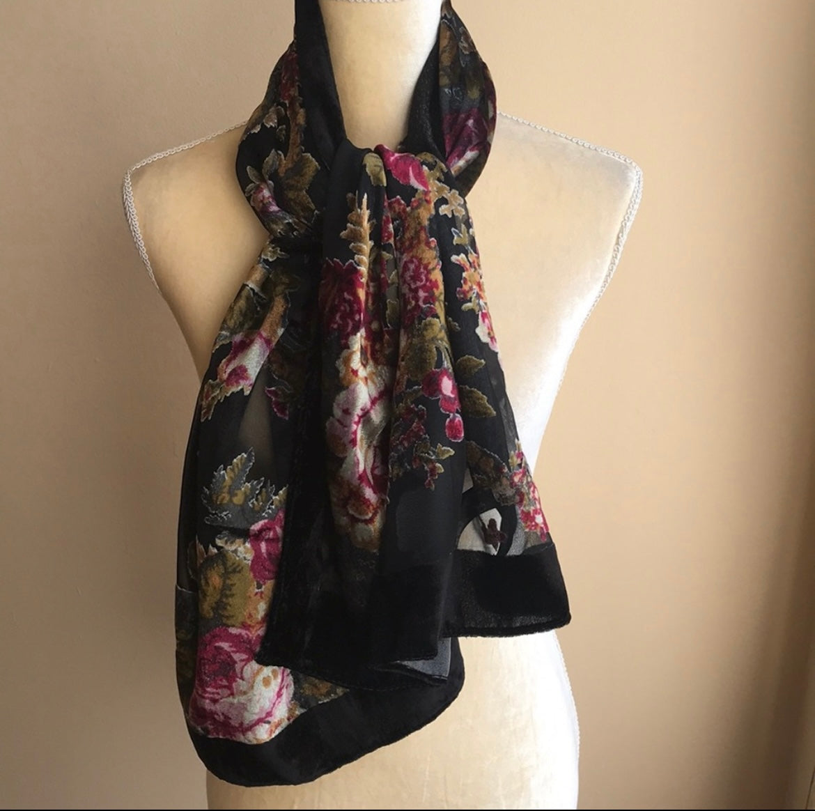 Forever 21 Womens New floral scarf burnt out velvet